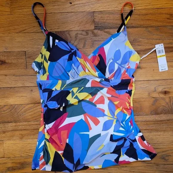 Anne Cole Women's Underwire Tankini Top Coloful Leaf Print Size 32C / 34B - Picture 12 of 12